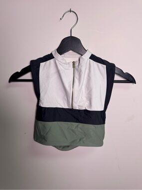 Five dancewear Colorblock Sleeveless Zip Crop Top - White, Black, Sage Green